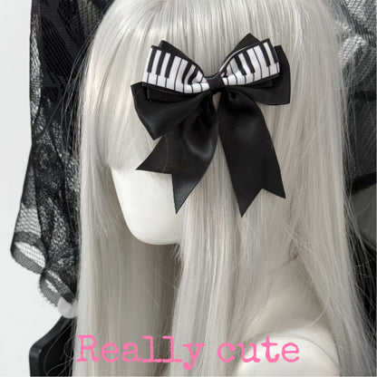 Piano Key Bow Hair Clips | Gothic Lolita Harajuku Hair Accessories hair clip really cute