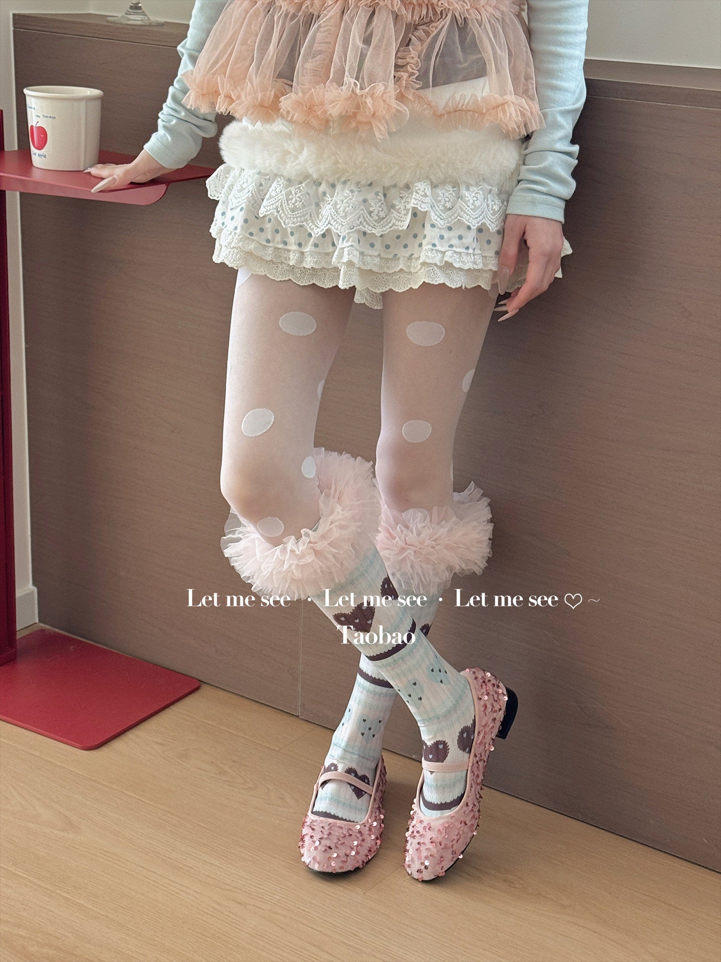 LET ME SEE - Heart Polka Dot Lace Socks socks let me see