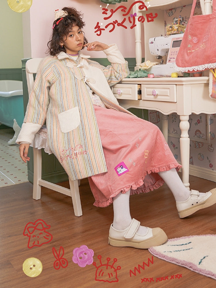 shishihshop Original Rainbow Coat | Pastel Wool Blend Knit Coat coat shishihshop