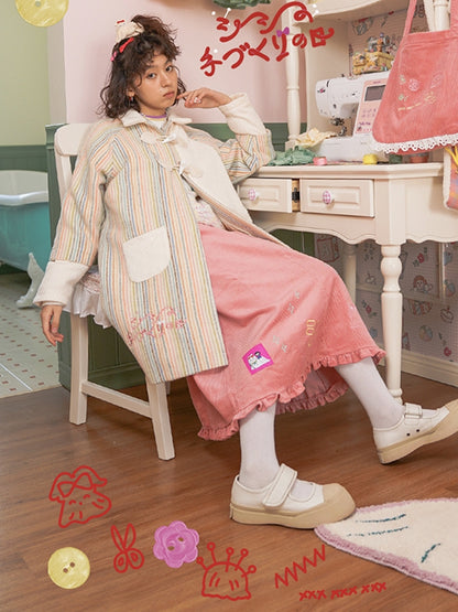shishihshop Original Rainbow Coat | Pastel Wool Blend Knit Coat coat shishihshop