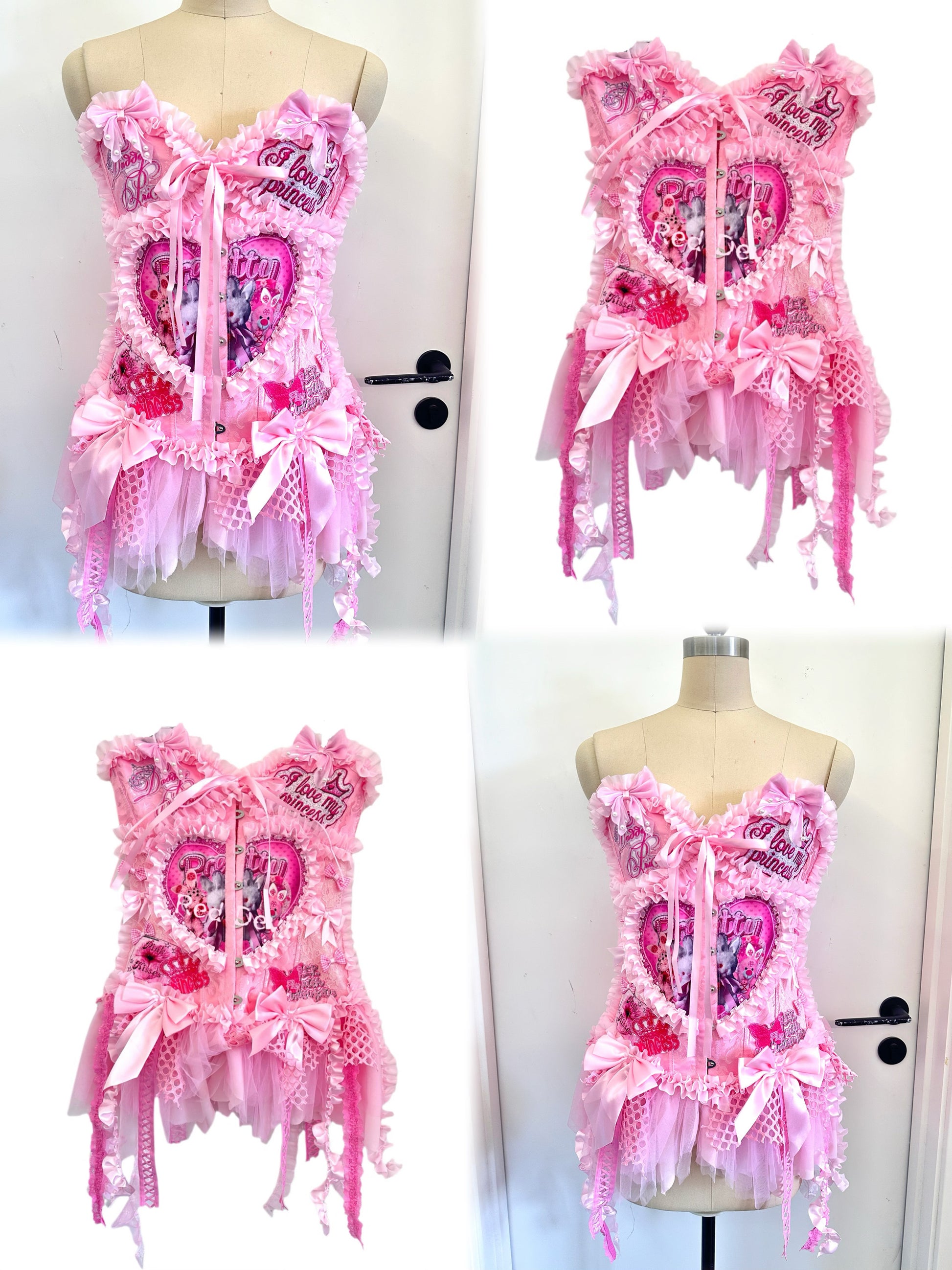 RedDevil Lace-Up Bustier | Visual Decora Kei Pink Corset Top tank top Red Devil