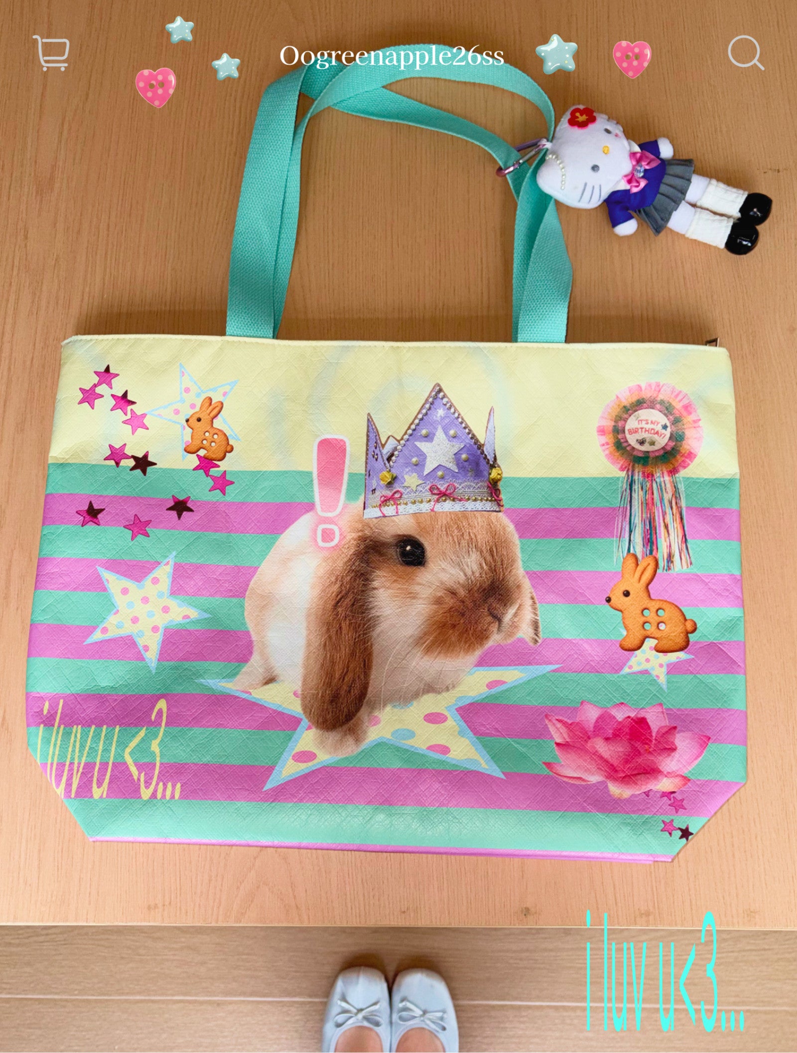 Oogreenapple - Ice Cream Bunny Kawaii Tote Bag bag Oogreenapple