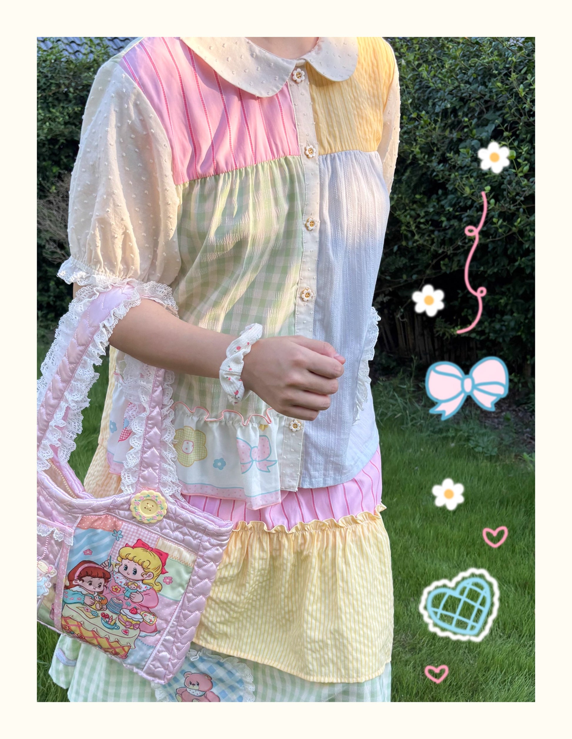 Little Berry - Kawaii Patchwork Color Cotton Shirt shirt Little Berry