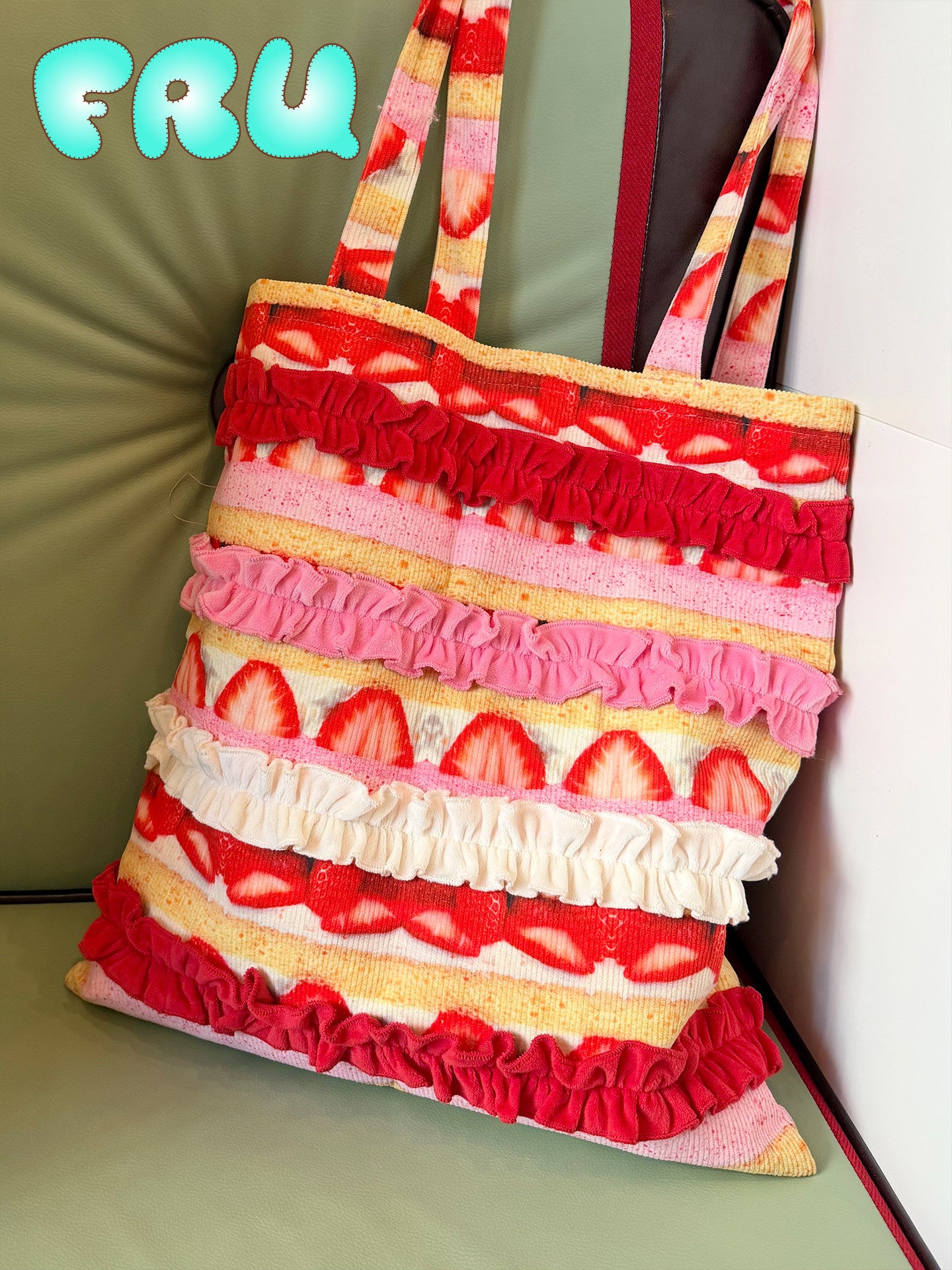 Kawaii Strawberry Cake Canvas Tote - frufru | Land Decora