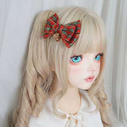 Maojiang Christmas Red Plaid Bow Clip hair clip maojiang