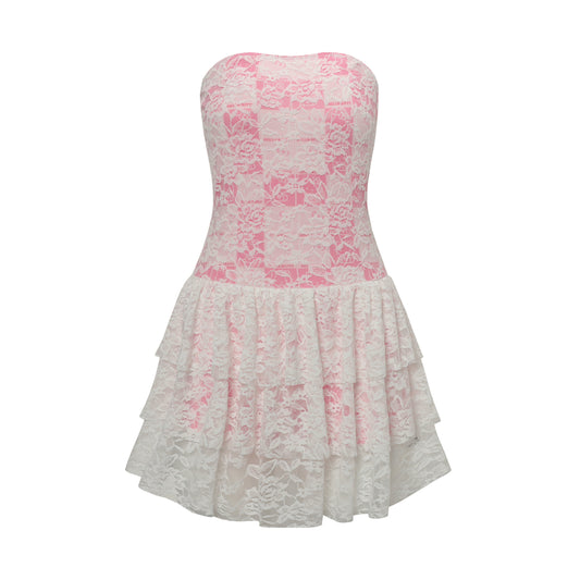 BlackBerry – Girly Pink Lace Tube Dress dress BlackBerry
