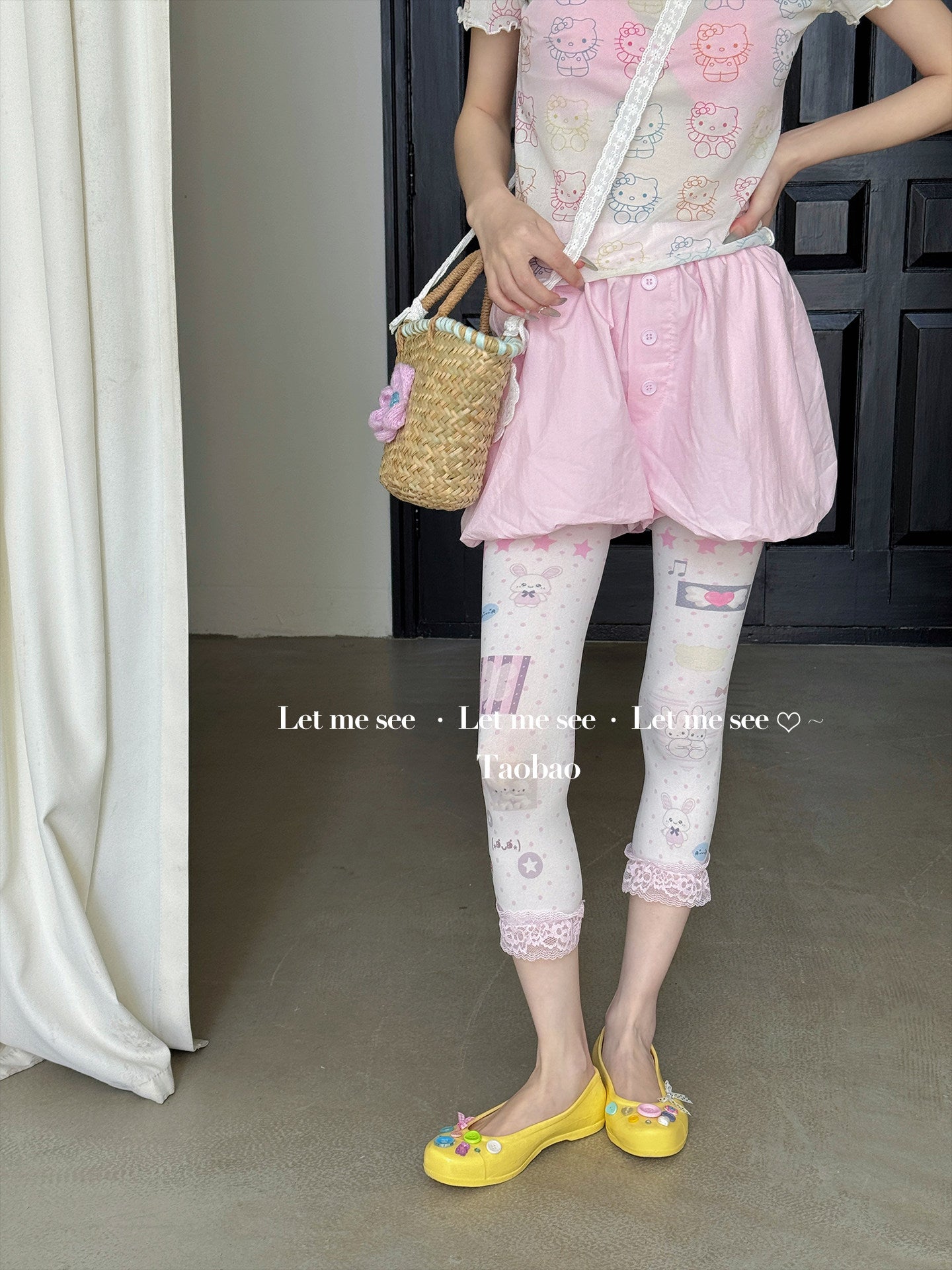 LET ME SEE - Cartoon Polka Capri Leggings tights let me see