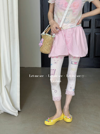 LET ME SEE - Cartoon Polka Capri Leggings tights let me see