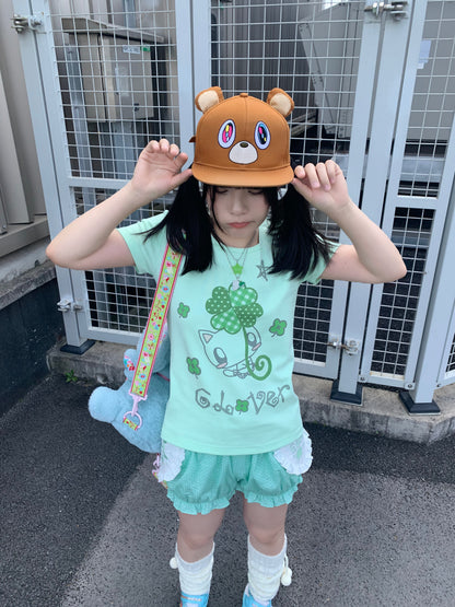 CokoStore - Green Clover Cat Fitted T-Shirt shirt coko store