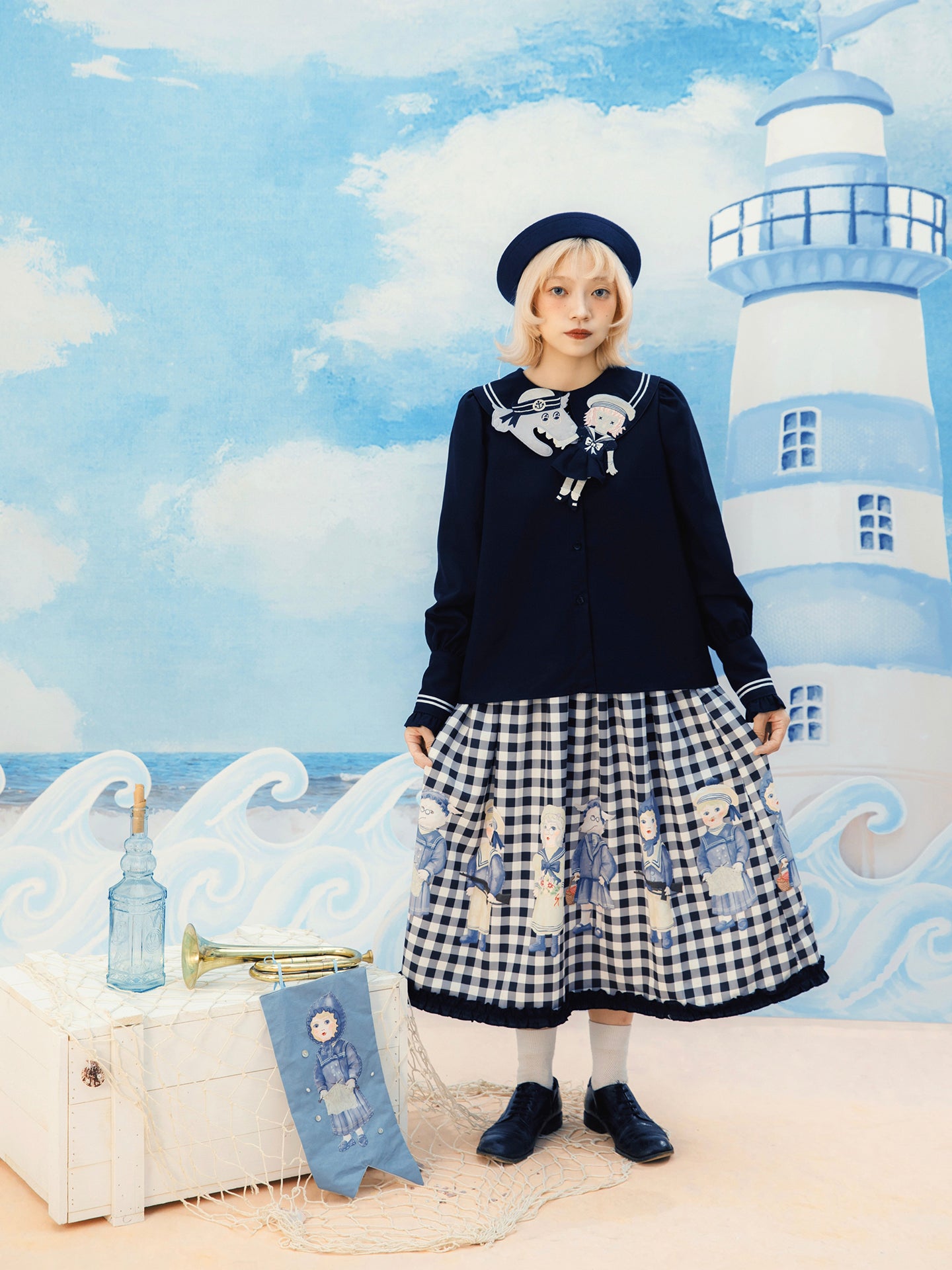 Meugler - Kawaii Skirt Black White Plaid Skirt skirt Meugler