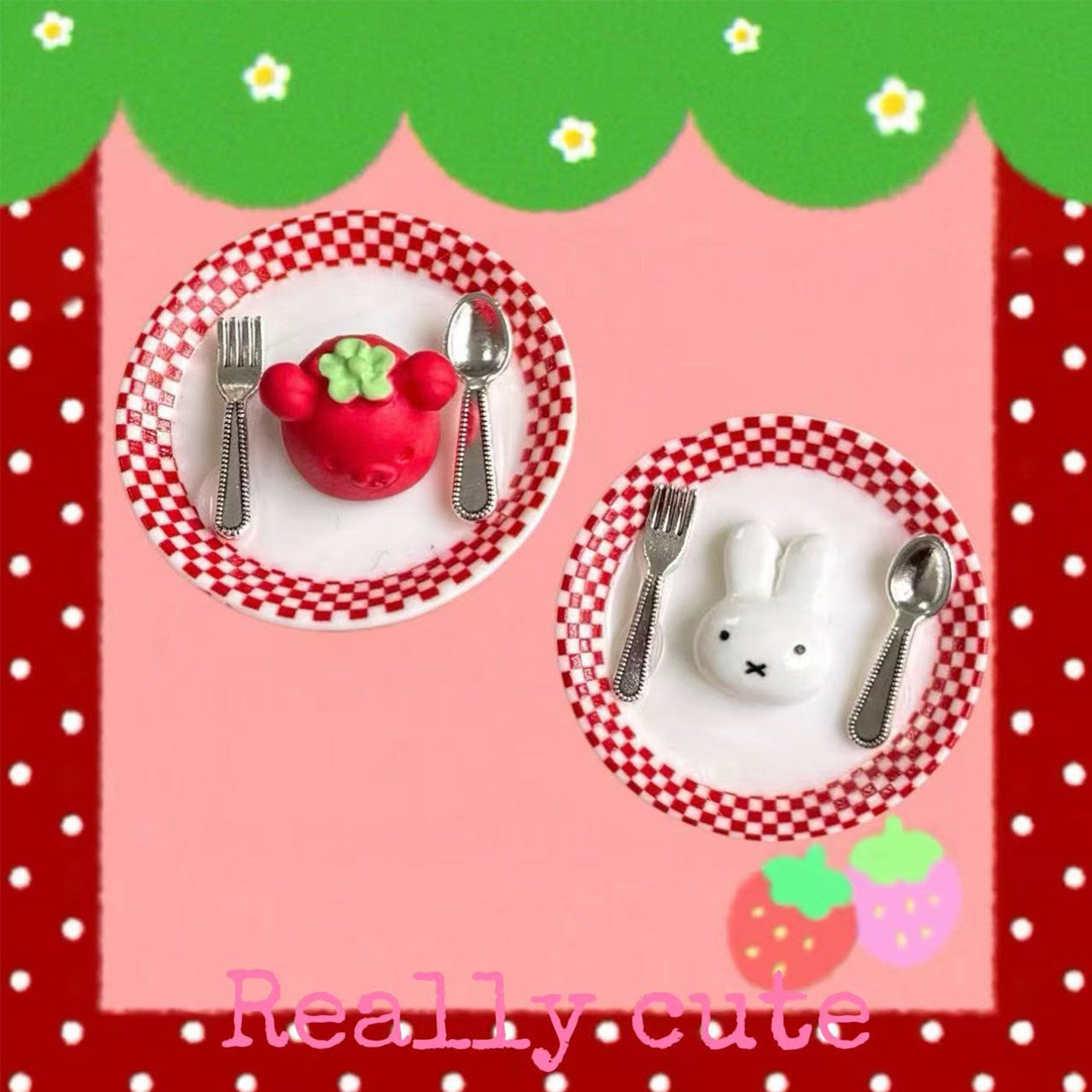 Kawaii Bunny Dessert Toy Ring Clip ring really cute Hair Clip Set (2pcs)