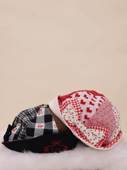 SemenCoicis - Vintage Plaid Floral Patchwork Bow Bucket Hat hat SemenCoicis