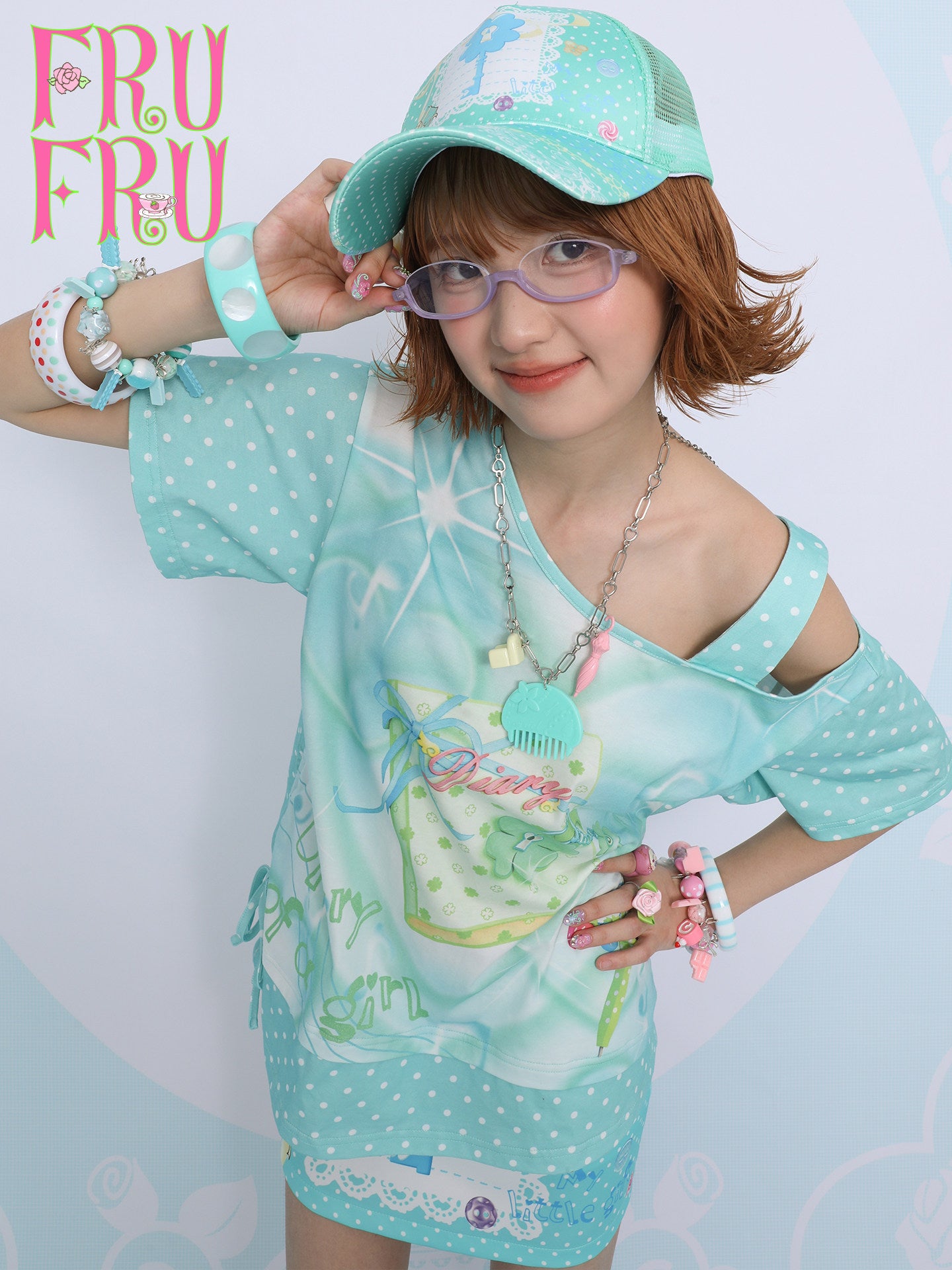 frufru - Lucky Clover Mint Green Oversized Tee tshirt frufru