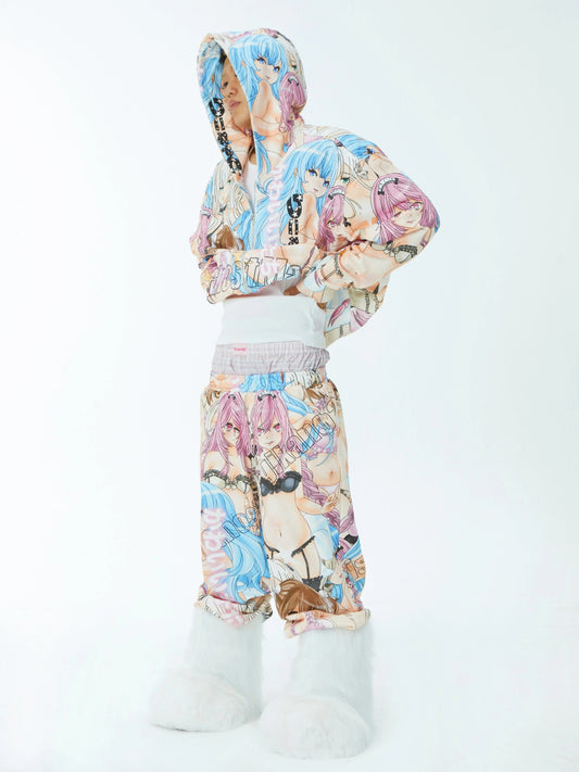 SelfishGhost - All-Over Print Zip Hoodie & Track Pants Set set SelfishGhost