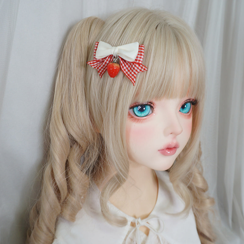 Maojiang Kawaii Plaid Strawberry Bow Clip hair clip maojiang