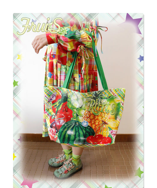FRUITS - Decora Kei Tropical Fruit Print Tyvek Tote Bag bag Fruits
