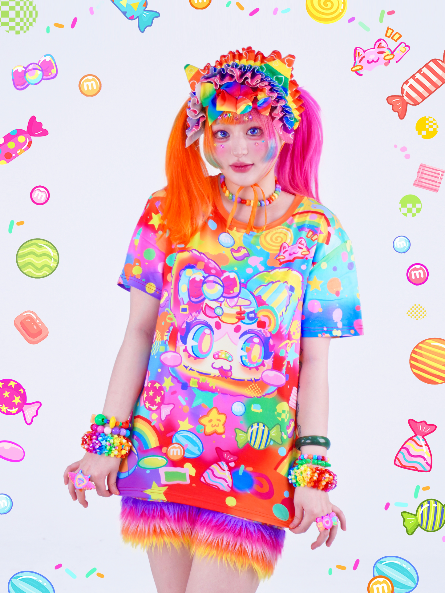 Dream Bubble - Rainbow Cat Print Tee tshirt Dream Bubble