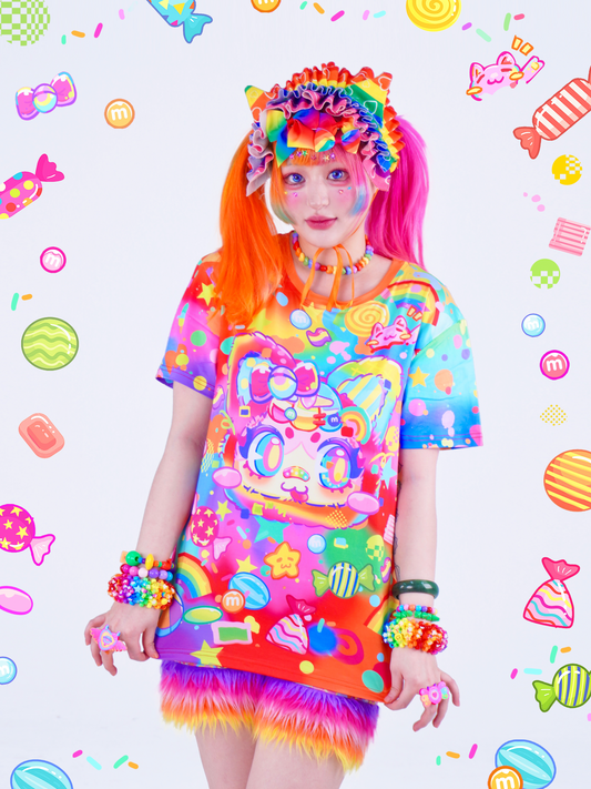 Dream Bubble - Rainbow Cat Print Tee tshirt Dream Bubble