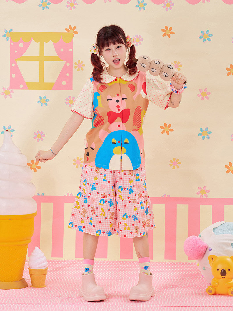 NIKKOU - Color Print Doll Shirt shirt Nikkou home