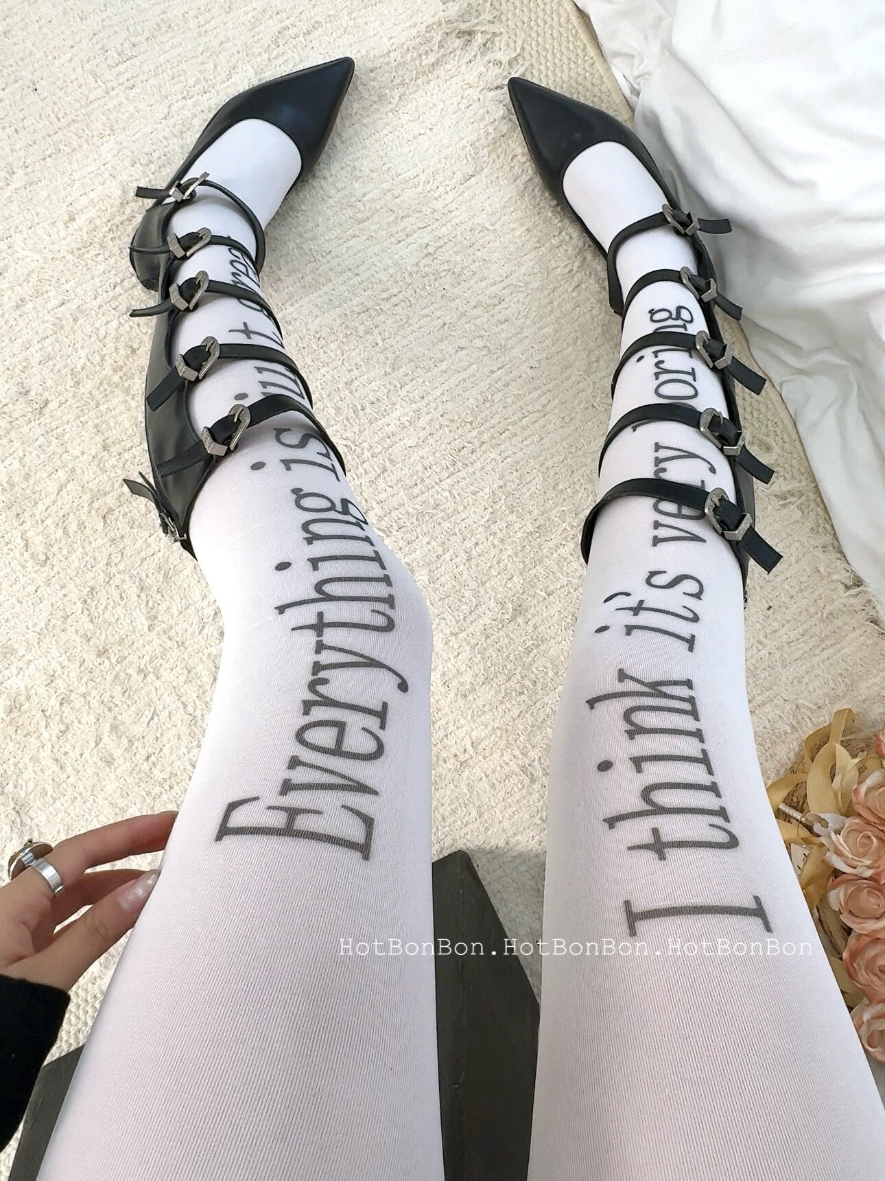 Hot BonBon - Black Letter Print Tights tights Hot BonBon