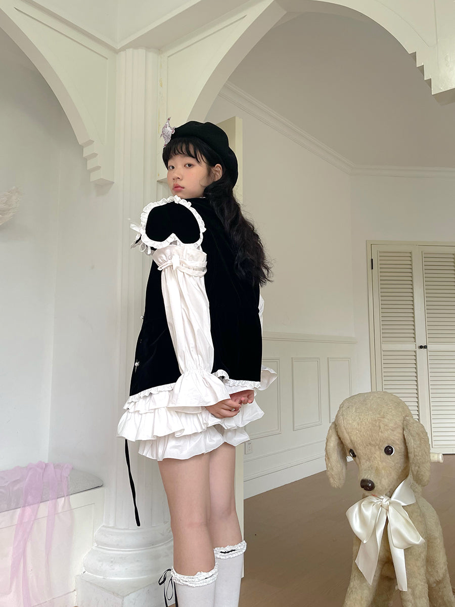 daytoday everyday institute - Girly Fashion Removable Sleeve Heart Velvet Top Vest vest daytoday everyday institute