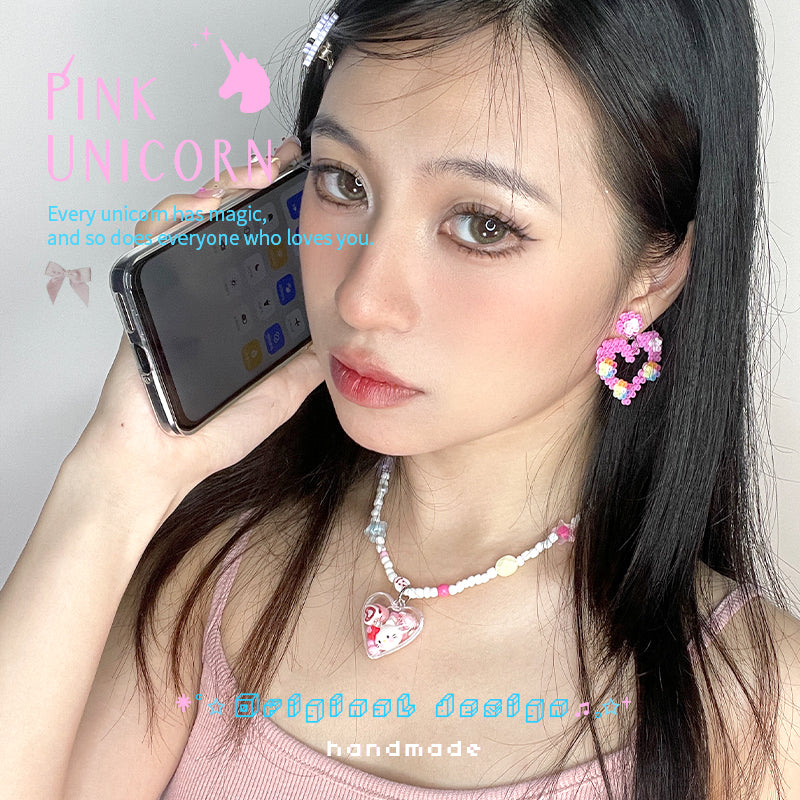 Pink Unicorn - Cute Kitty Y2K Pendant Necklace necklace pink unicorn