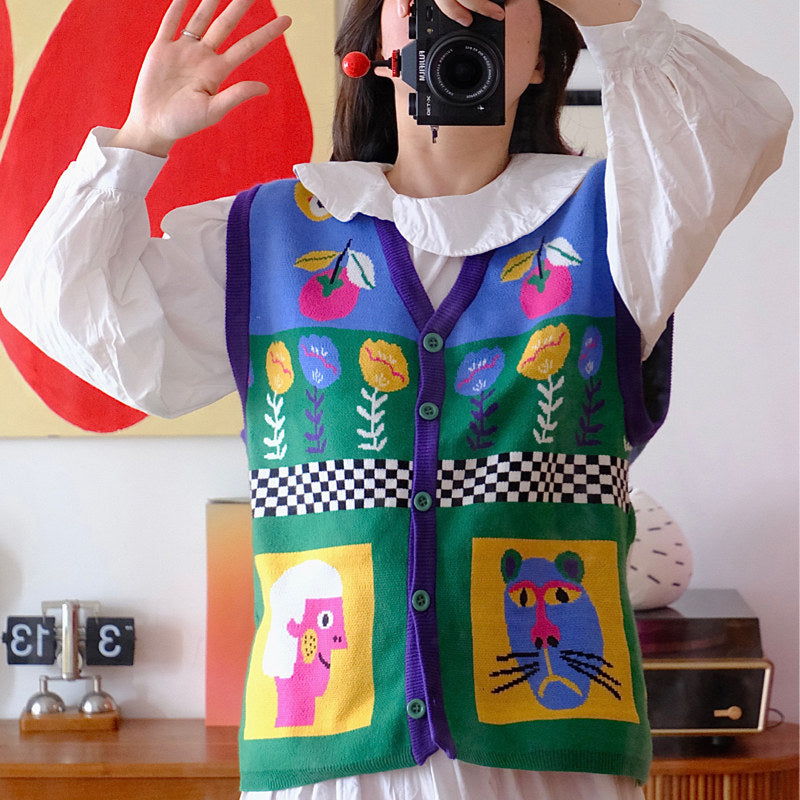 uodycoco – Colorblock Knit Vest Top vest uodycoco