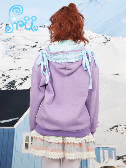 frufru Hoodie with Dog Print | Harajuku Loose Fit Colorblock Pullover hoodie frufru
