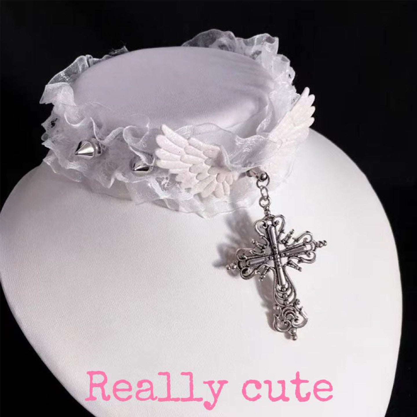 Lace Gothic Cross Wing Choker necklace really cute