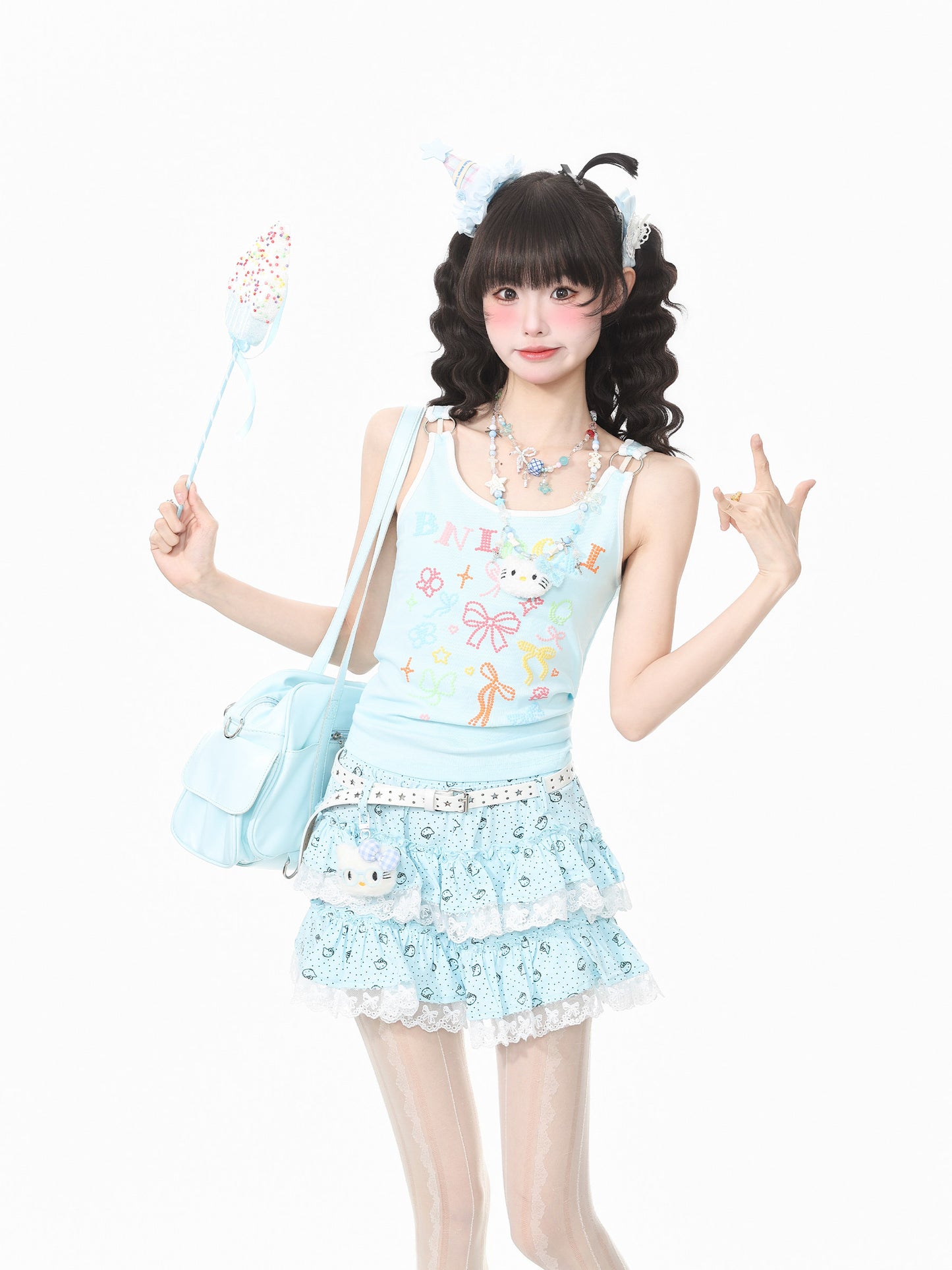 Languid Park - Bow Strap Slim Cami Top camisole Languid Park Blue S