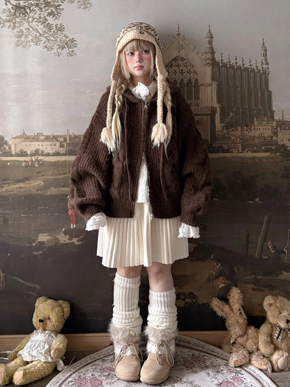 Labeau - Vintage Chunky Knit Hooded Cardigan cardigan Labeau