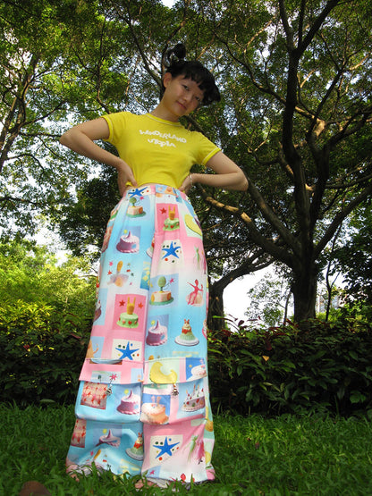 No Blue Today - Dream Cake Print Wide Leg Pants pants No Blue Today