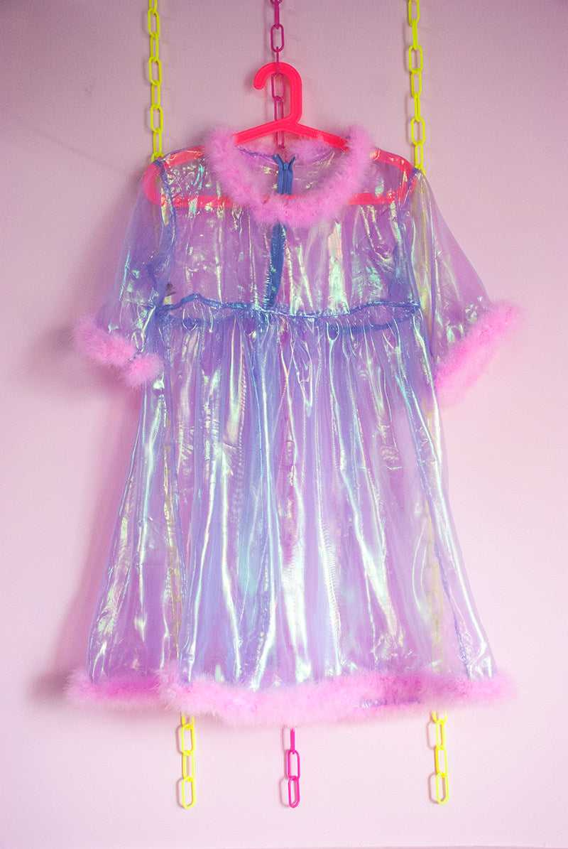 Plastic Candy - Pink Feather Sheer Dress overskirt Plastic Candy Purple