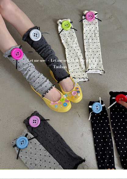 LET ME SEE - Polka Button Leg Warmers socks let me see