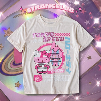 Strangelab – Y2K Holographic Kitty Tee in Sweet & Spicy Millennium Style tshirt strangelab