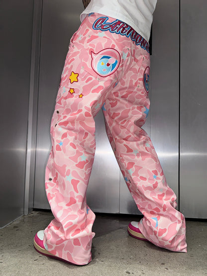 Cartoon Box - Pink Camo Bear Jeans pants cartoon box