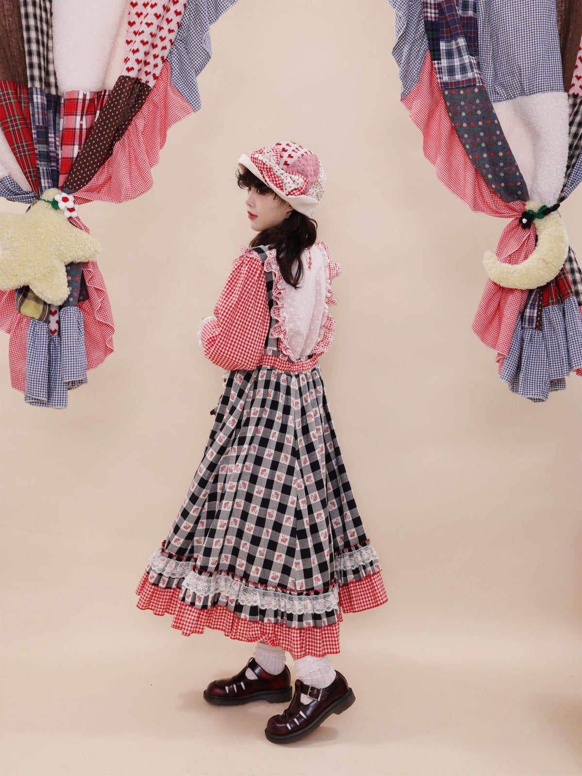 SemenCoicis - Vintage Doll Plaid Jacquard Lace Pinafore Dress dress SemenCoicis