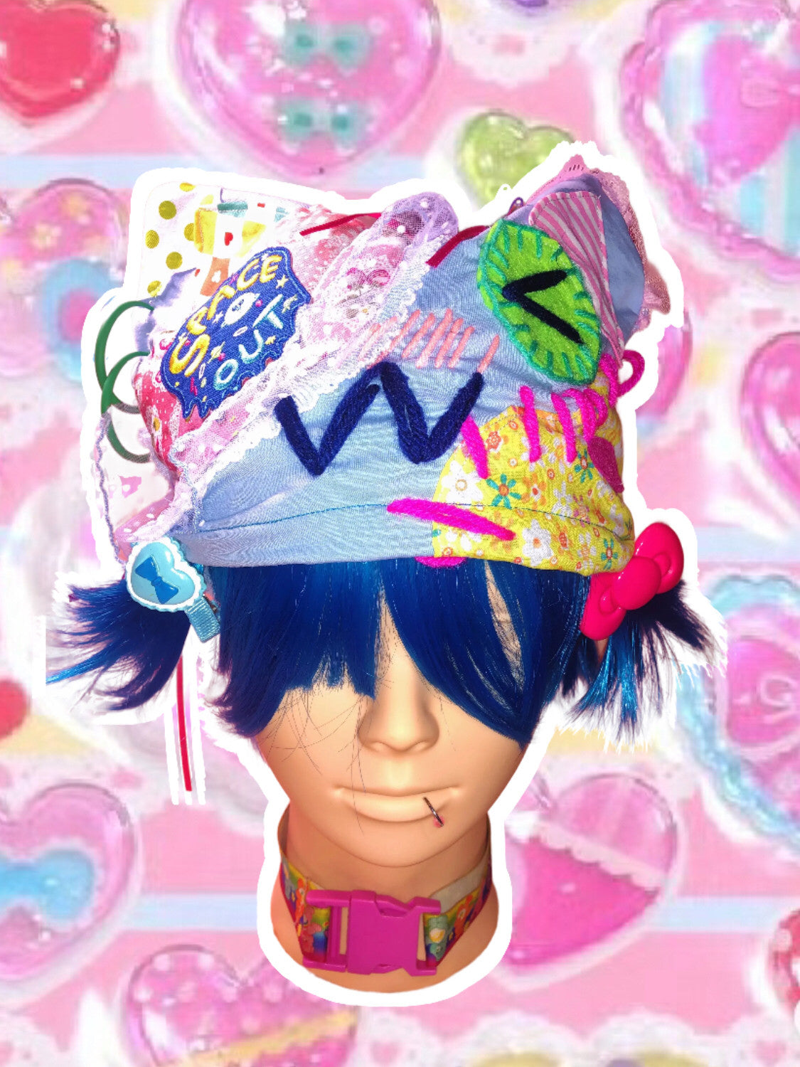 PoPoLand - Decora Kei Patchwork Cat Ear Hat hat PoPoLand