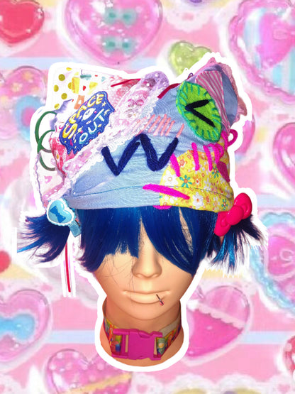 PoPoLand - Decora Kei Patchwork Cat Ear Hat hat PoPoLand