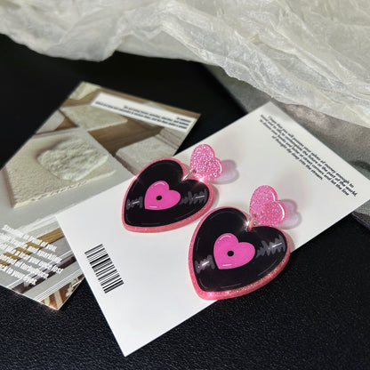 Strangelab - Y2K Earrings Disco Heart Record Acrylic Earrings earrings strangelab