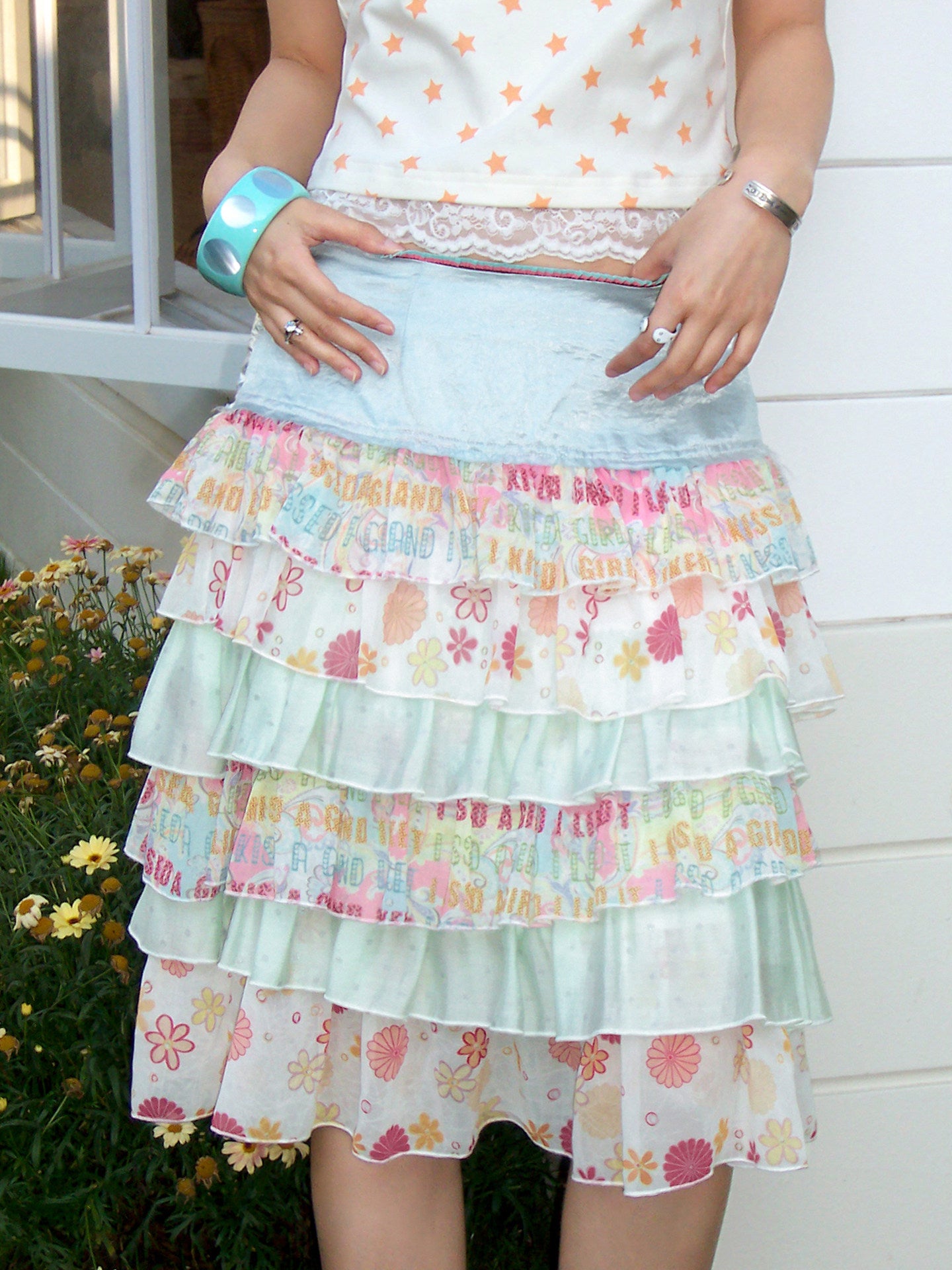 Chemical Girl - Floral Satin Tiered Skirt skirt chemical girl