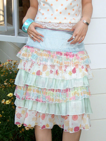 Chemical Girl - Floral Satin Tiered Skirt skirt chemical girl