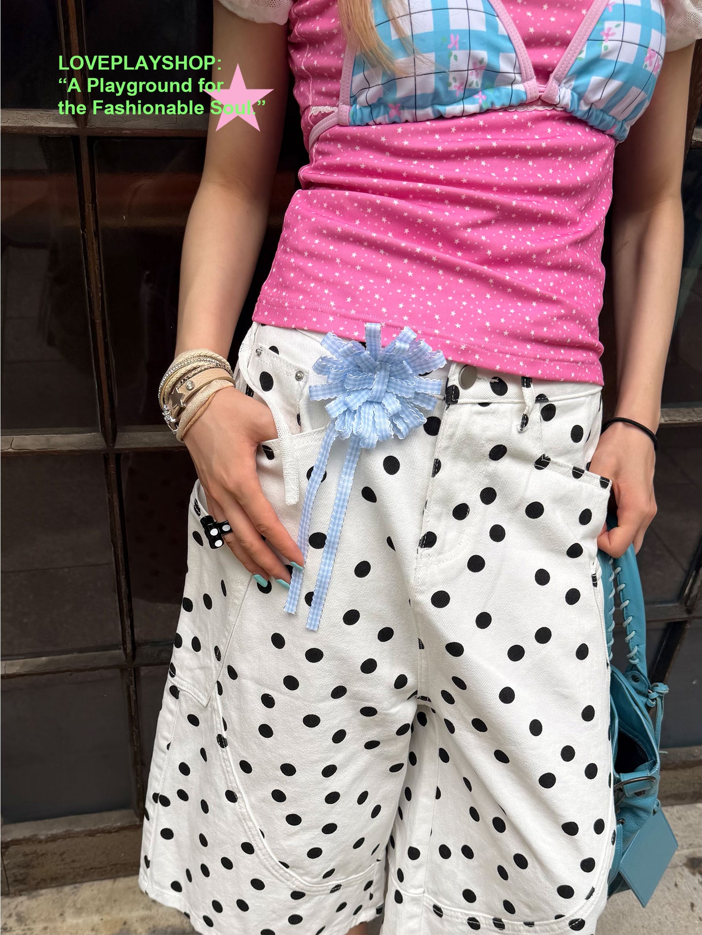 loveplayshop - Vintage Polka Dot Straight Leg Capri Pants pants loveplay