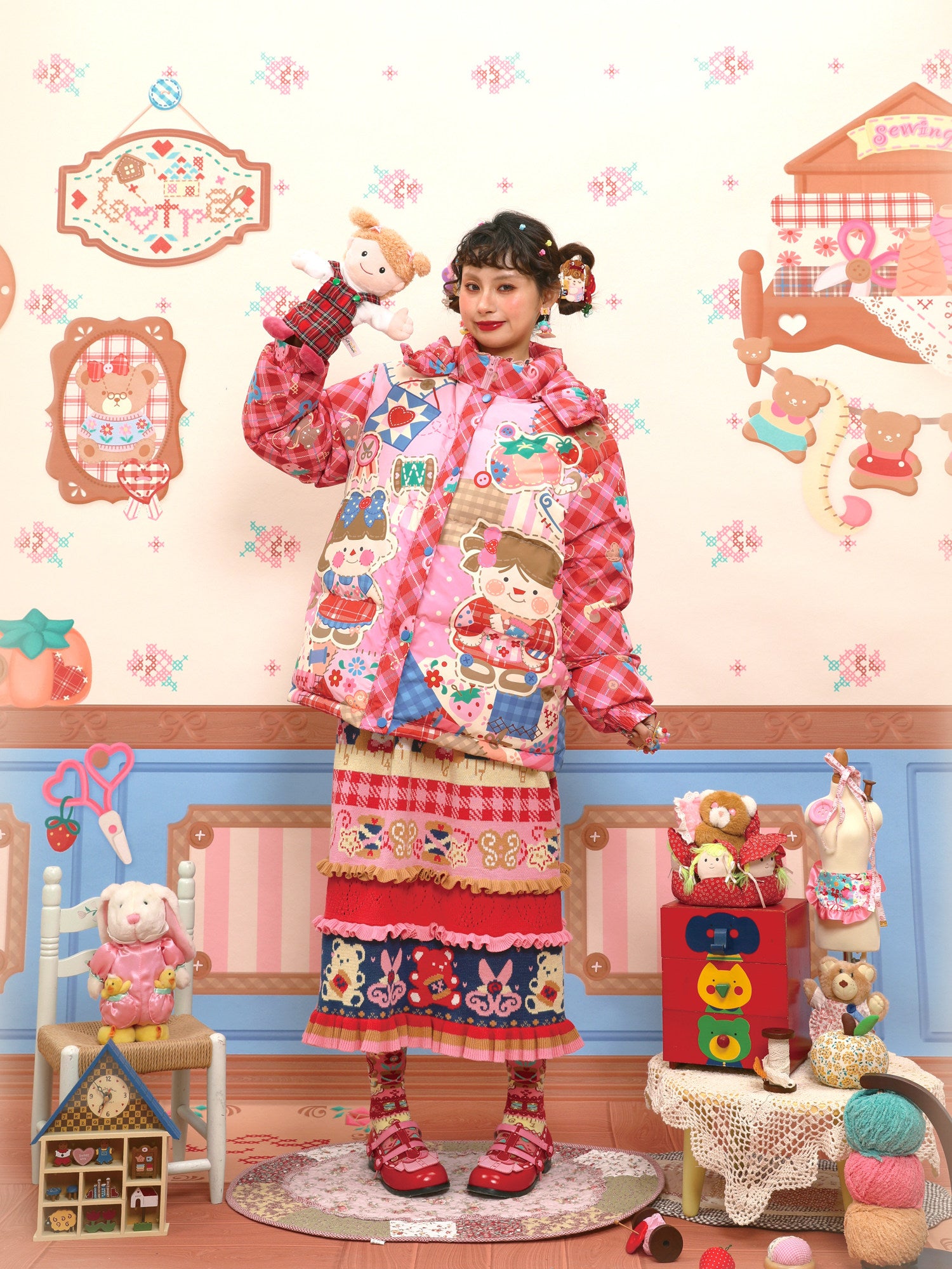 Lutra Jump - Decora Pink Down Hooded Jacket coat Lutra Jump