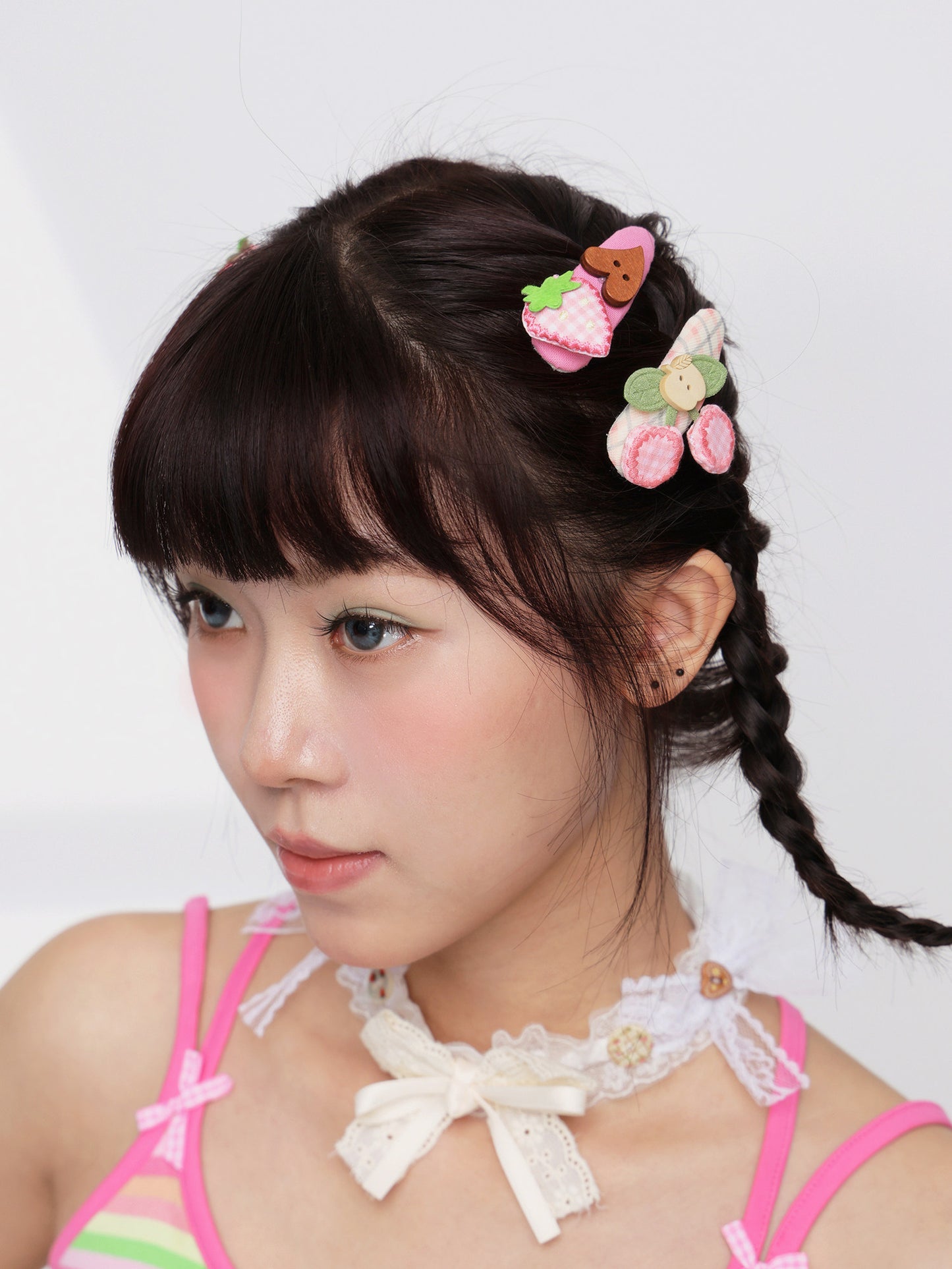 FRUITS - Strawberry Cherry Pink Hair Clip hair clip Fruits