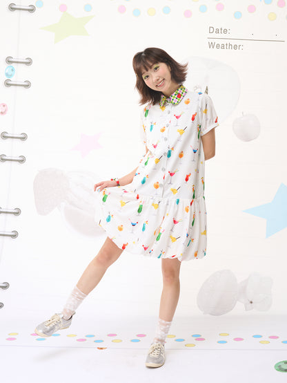 FRUITS Bubble Drink Summer Dress | Original Soda Shirt-Collar Dress dress Fruits