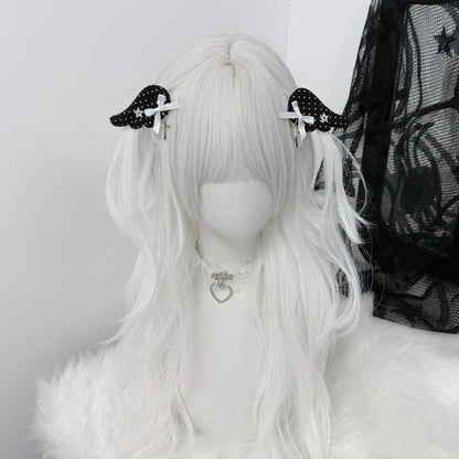 1Gangster Inn - Vintage Polka Dot Angel Wing Hair Clip accessory 1GASTERINN Black