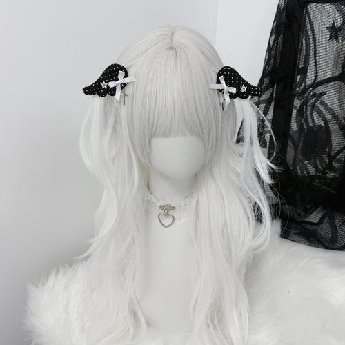 1Gangster Inn - Vintage Polka Dot Angel Wing Hair Clip accessory 1GASTERINN Black
