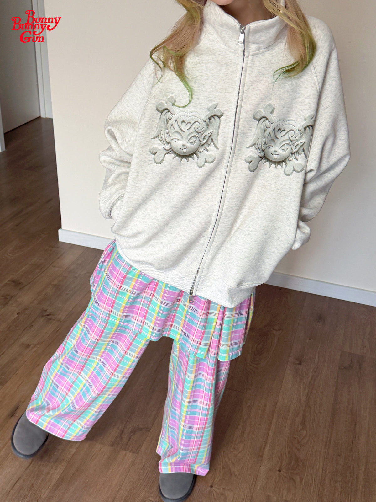 bunnybunnygun - Oversized Demon Girl Zip-Up Hoodie hoodie bunnybunnygun