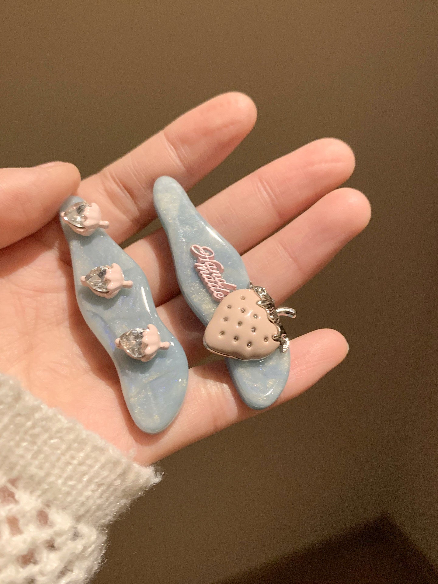 Mint Blue Strawberry Heart Hair Clip hair clip none